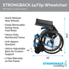 STRONGBACK Comfort:24 Flip Wheelchair - 1019