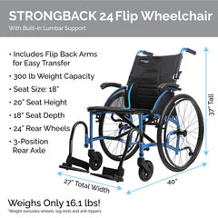 STRONGBACK Comfort:24 Flip Wheelchair - 1019